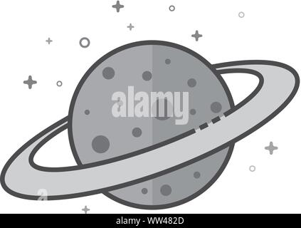 Planet Symbol in flachen Umrissen Graustufen Stil. Vector Illustration. Stock Vektor