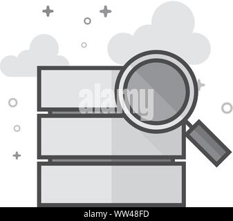 Datenbank Symbol Suche in flachen Umrissen Graustufen Stil. Vector Illustration. Stock Vektor