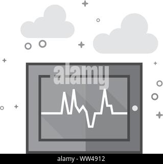 Herzfrequenzsensor Symbol in flachen Umrissen Graustufen Stil. Vector Illustration. Stock Vektor