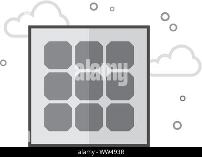 Solarzellen Symbol in flachen Umrissen Graustufen Stil. Vector Illustration. Stock Vektor