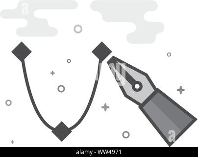 Bezier Symbol in flachen Umrissen Graustufen Stil. Vector Illustration. Stock Vektor