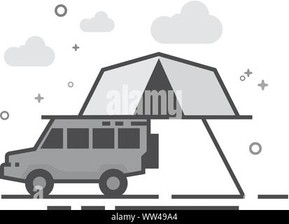 Portable camping Zelt Symbol in flachen Umrissen Graustufen Stil. Vector Illustration. Stock Vektor