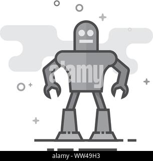 Spielzeug Roboter Symbol in flachen Umrissen Graustufen Stil. Vector Illustration. Stock Vektor