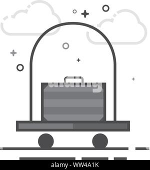 Hotel trolley Symbol in flachen Umrissen Graustufen Stil. Vector Illustration. Stock Vektor