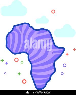 Afrika Karte gestreift Symbol in Umrissen flachen Farbe Stil. Vector Illustration. Stock Vektor