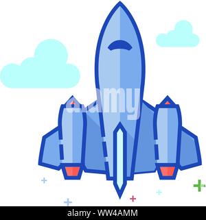 Stealth bomber Symbol in Umrissen flachen Farbe Stil. Vector Illustration. Stock Vektor