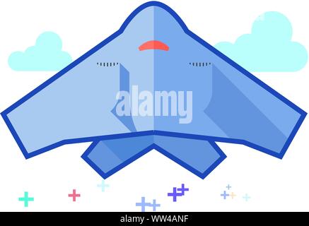 Stealth bomber Symbol in Umrissen flachen Farbe Stil. Vector Illustration. Stock Vektor