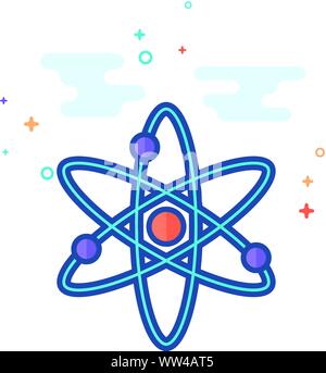 Atom Struktur Symbol in Umrissen flachen Farbe Stil. Vector Illustration. Stock Vektor