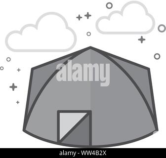 Camping zelt Symbol in Graustufen Stil beschrieben. Vector Illustration. Stock Vektor