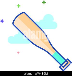 Baseballschläger Symbol in Umrissen flachen Farbe Stil. Vector Illustration. Stock Vektor