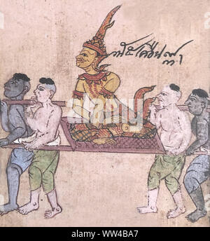 ANTIKE THAI ETHNISCHE TRADITIONELLE MALEREI KUNST MANUSKRIPT Stockfoto
