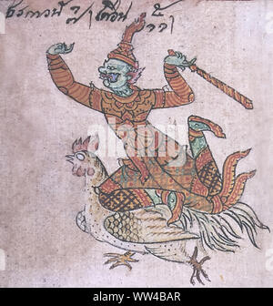 ANTIKE THAI ETHNISCHE TRADITIONELLE MALEREI KUNST MANUSKRIPT Stockfoto