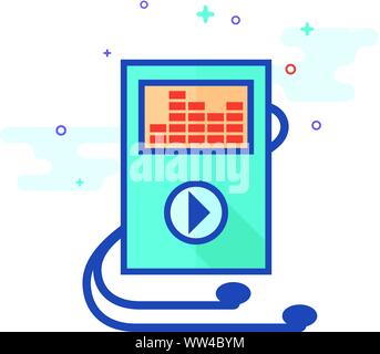 Music Player Symbol in Umrissen flachen Farbe Stil. Vector Illustration. Stock Vektor