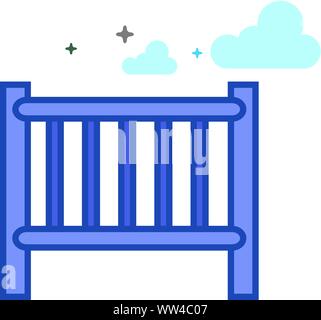 Baby Bett Symbol in Umrissen flachen Farbe Stil. Vector Illustration. Stock Vektor