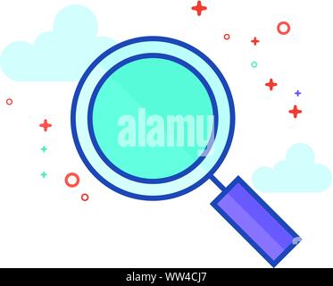 Lupensymbol in Umrissen flachen Farbe Stil. Vector Illustration. Stock Vektor
