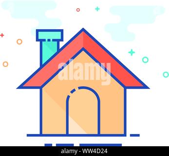 Schaltfläche "Home"-Symbol in Umrissen flachen Farbe Stil. Vector Illustration. Stock Vektor