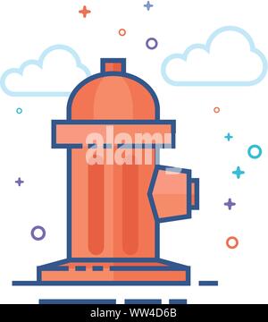 Hydrant Symbol in Umrissen flachen Farbe Stil. Vector Illustration. Stock Vektor