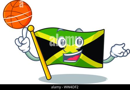 Mit basketball Flagge Jamaika isoliert mit der Cartoon Stock Vektor