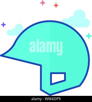 Baseball Helm Icon in Umrissen flachen Farbe Stil. Vector Illustration. Stock Vektor