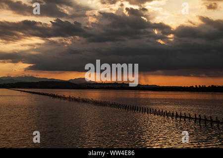 Abendlicht über den Stagno di Quartu Regionaler Naturpark der Molentargius Cagliari Sardinien Italien Stockfoto