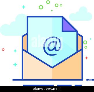 Umschlagsymbol in Umrissen flachen Farbe Stil. Vector Illustration. Stock Vektor