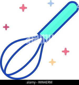 Eggbeater Symbol in Umrissen flachen Farbe Stil. Vector Illustration. Stock Vektor