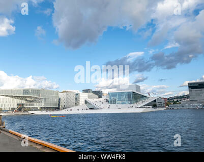 Blick auf die Oper Oslo Stockfoto