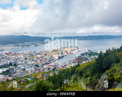 Bergen Panorama vom Floyen Sicht Stockfoto