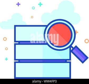 Datenbank suche Symbol in Umrissen flachen Farbe Stil. Vector Illustration. Stock Vektor