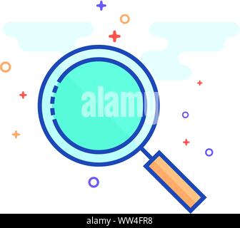 Lupensymbol in Umrissen flachen Farbe Stil. Vector Illustration. Stock Vektor