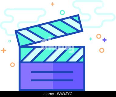 Kino film Symbol in Umrissen flachen Farbe Stil. Vector Illustration. Stock Vektor