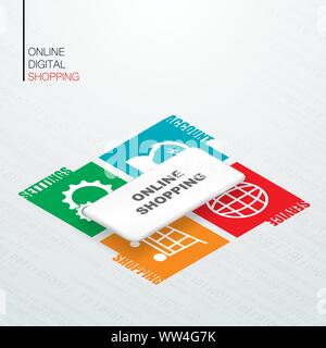 Weiß custom made mit onliine Shopping icons Smartphone Stock Vektor