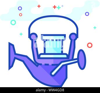 Angeln Haspel Symbol in Umrissen flachen Farbe Stil. Vector Illustration. Stock Vektor