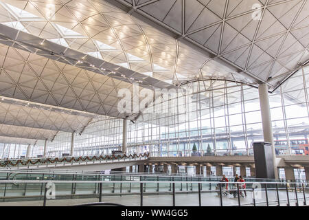 Hong Kong International Airport Transportation hub Gebäude Interieur. Hongkong, den 23. November 2017. Stockfoto