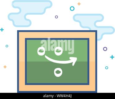 Schiefertafel mit Pfeil doodle Symbol in Umrissen flachen Farbe Stil. Vector Illustration. Stock Vektor