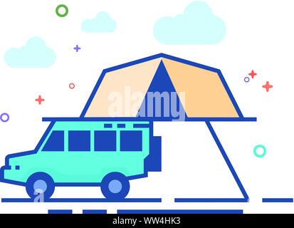 Portable camping Zelt Symbol in Umrissen flachen Farbe Stil. Vector Illustration. Stock Vektor
