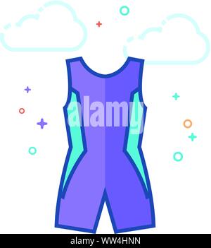 Triathlon Anzug Symbol in Umrissen flachen Farbe Stil. Vector Illustration. Stock Vektor