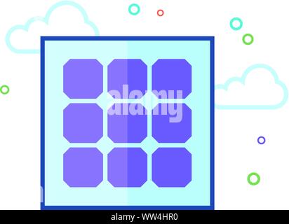 Solarzellen panel Symbol in Umrissen flachen Farbe Stil. Vector Illustration. Stock Vektor