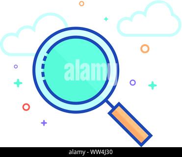 Lupensymbol in Umrissen flachen Farbe Stil. Vector Illustration. Stock Vektor