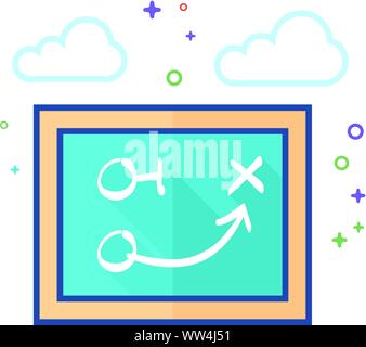 Schiefertafel mit Pfeil doodle Symbol in Umrissen flachen Farbe Stil. Vector Illustration. Stock Vektor