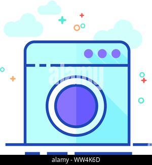 Waschmaschine Symbol in Umrissen flachen Farbe Stil. Vector Illustration. Stock Vektor