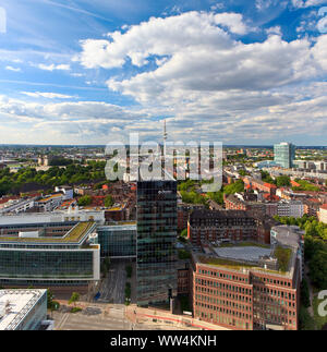 Blick vom Michel über die Stadt Hamburg. Stockfoto