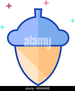 Acorn Saatgut Symbol in Umrissen flachen Farbe Stil. Vector Illustration. Stock Vektor