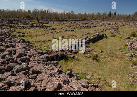 Die Ruinen von Ismantorp, einer alten Ringfort, Insel Öland, Schweden. Stockfoto