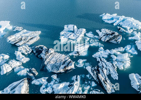 Luftaufnahme von jokulsarlon Gletschereis Lagune, Island Stockfoto