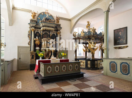 Altar und Baptisterium, Sailor's Church in Ostsee wellness Prerow, DarÃŸ, Fischland-Darß-Zingst, Ostsee, Mecklenburg-Vorpommern, Deutschland Stockfoto