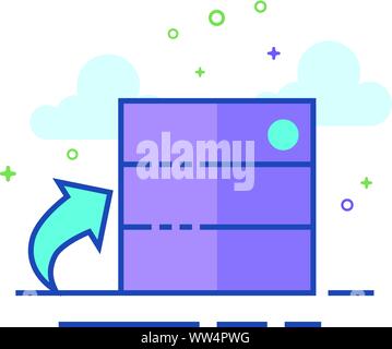 Symbol Datenbank in Umrissen flachen Farbe Stil. Vector Illustration. Stock Vektor