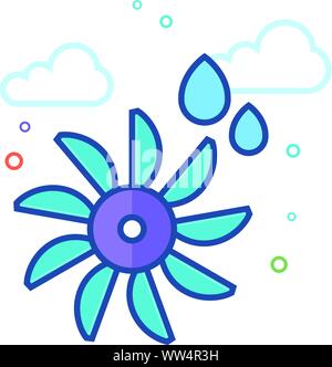 Wasserturbine Symbol in Umrissen flachen Farbe Stil. Vector Illustration. Stock Vektor