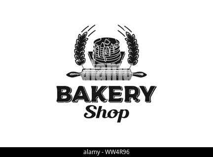 Cupcake, Vintage Retro Bäckerei Emblem, Logo Design, Vektor, Abbildung Stock Vektor