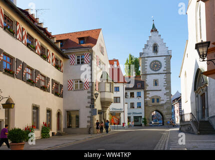 Franziskanertor und Franziskanerstrasse, Überlingen am Bodensee, Bodensee, Oberschwaben, Baden-Württemberg, Deutschland Stockfoto